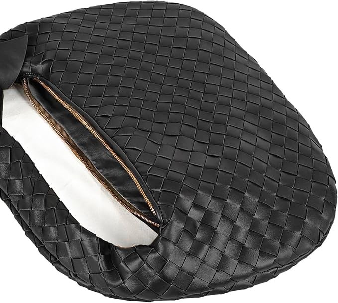 Knotted Woven Leather Handbags Tote with Detachable Bow For Women, Trendy Hobo Dumpling Purse Bag 2024.