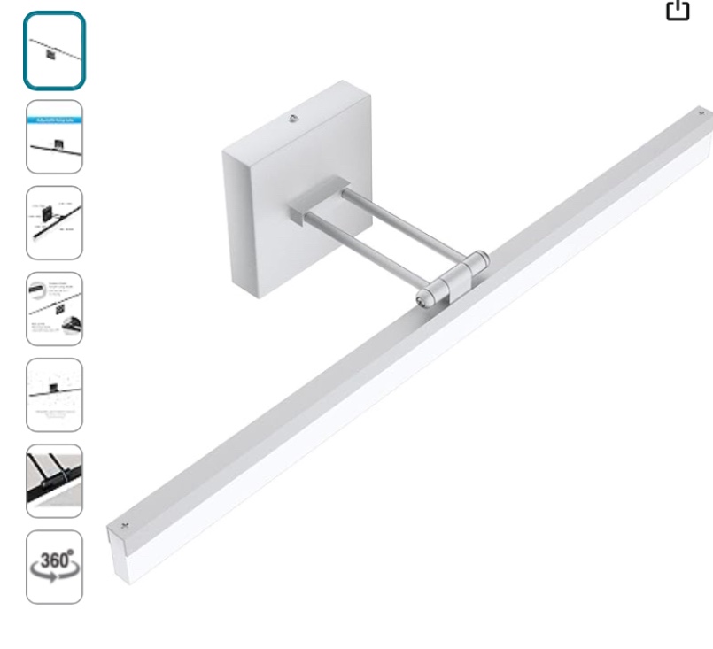 Ralbay 32" Silver Bathroom Vanity Light 18W Adjustable Vanity Light Modern LED Silver  Vanity Lighting Fixtures for Bathroom (6000K Cool White Light)