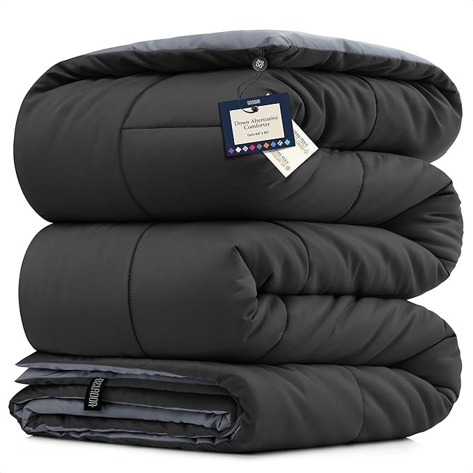 BELADOR Size 82x86 Comforter Duvet Insert Bed Comforter- All-Season Down Alternative Comforters, Mid-Plush Lightweight Comforter, Box Quilted Siliconized Fiberfill Oeko-Tex Hotel Comforter