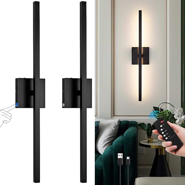 2x battery operated wall sconce with remote control 