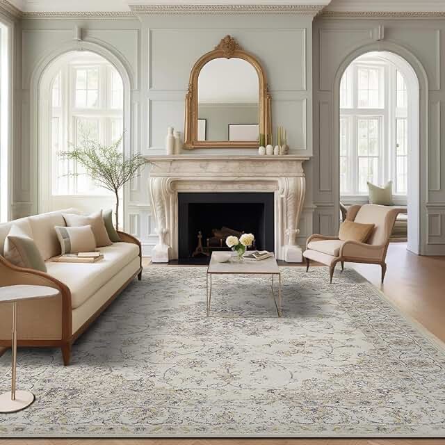 jinchan Area Rug 8x10 Tribal Living Room Rug Washable Rug Carpet Soft Non Slip Rug Accent Rug Bedroom Classroom Farmhouse Grey
