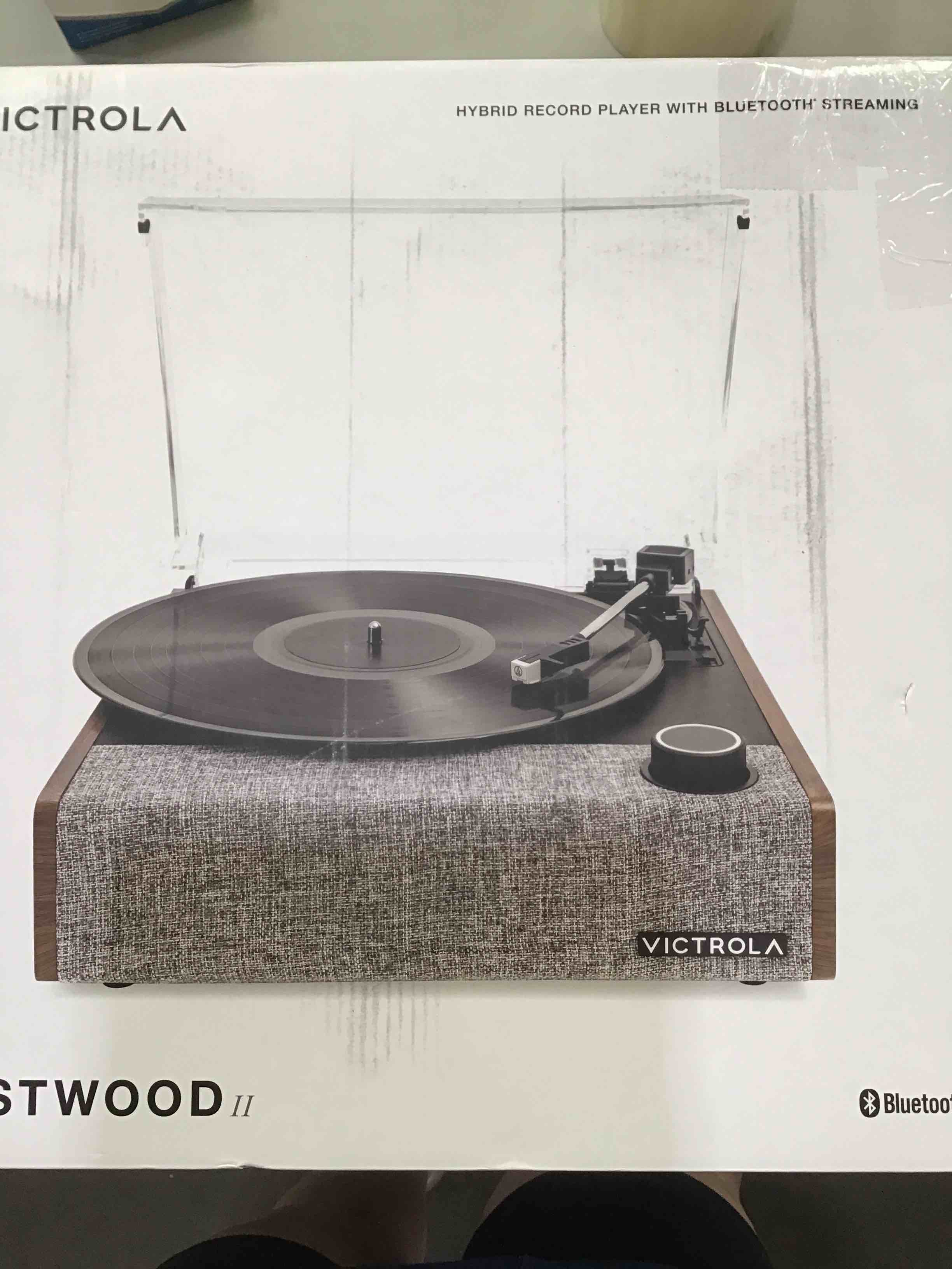 Victrola Eastwood II Record Player  Walnut Finish Turntable with Speakers  Bluetooth 5.1 and Vinyl Stream Technology  Vintage Style 3-Speed Vinyl Player  Audio Technica AT-3600LA Cartridge