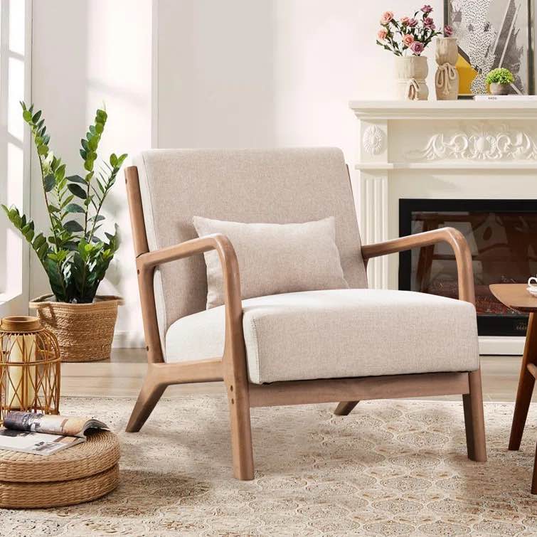 26'' Wide Mid-Century Modern Lounge Chair Upholstered Deep Seated Accent Chair