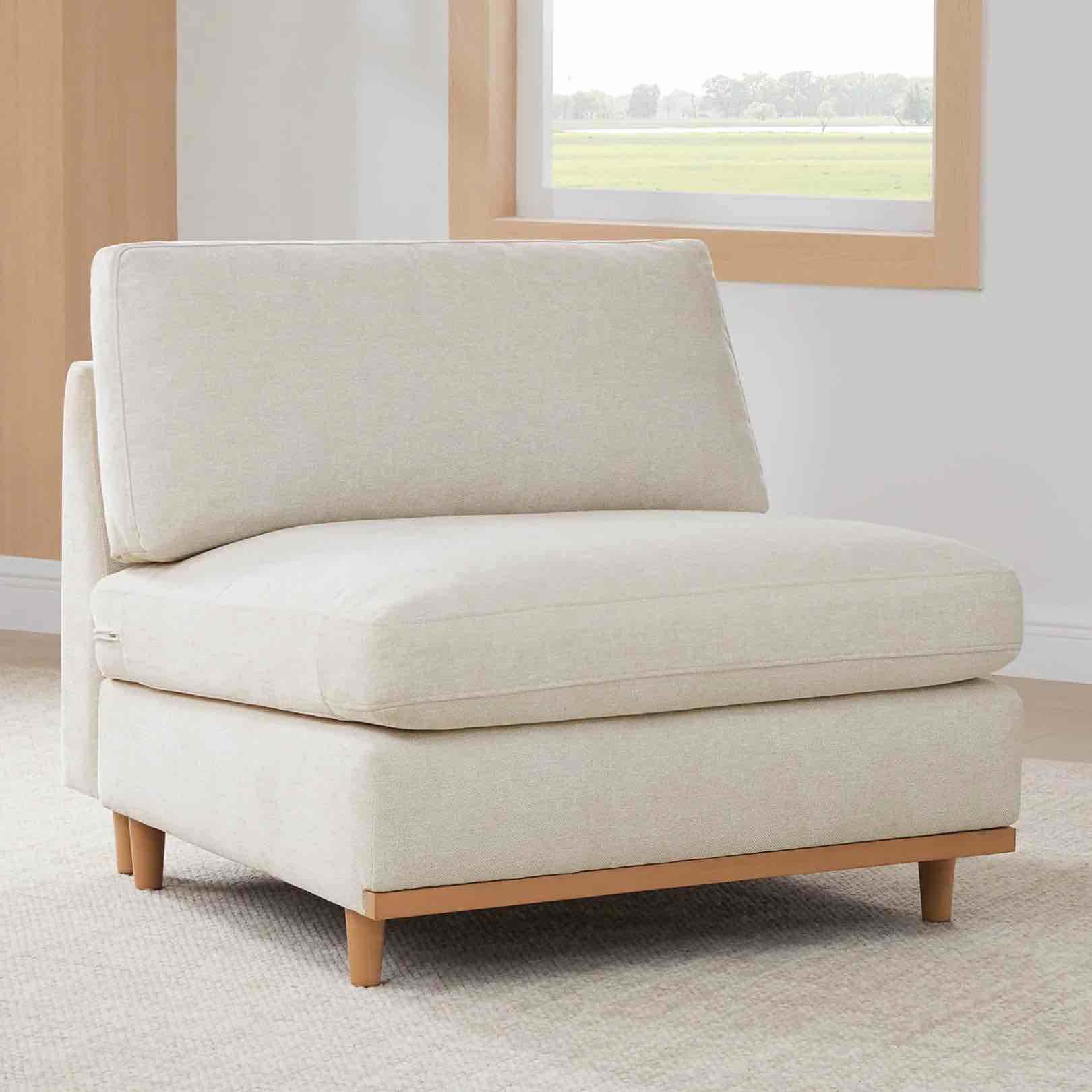 *white*Liam Overstuffed Feather Modular Armless Seat