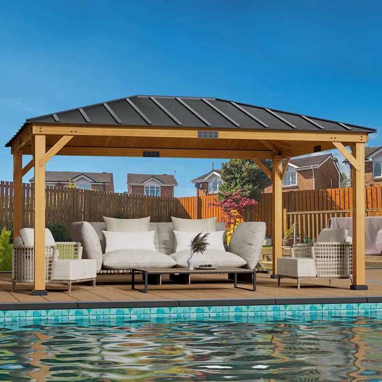 *missing boxes*only box 3 out of 5* Ft. W x 12 Ft. D Wood Patio Gazebo