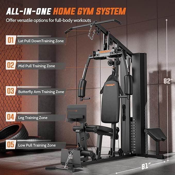 *similar to stock photo*missing parts*damaged box*Home Gym with 154LBS Weight Stack, Multi Exercise Equipment with Leg Press, Cable Machine Exercise Equipment for Full Body Workout