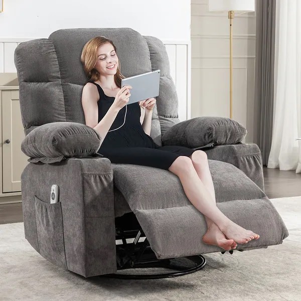 *similar to stock photo*back only*missing rest of chair*Wide Seat Reclining Sofa Chair, Soft Fabric Massage Chair with Rocking