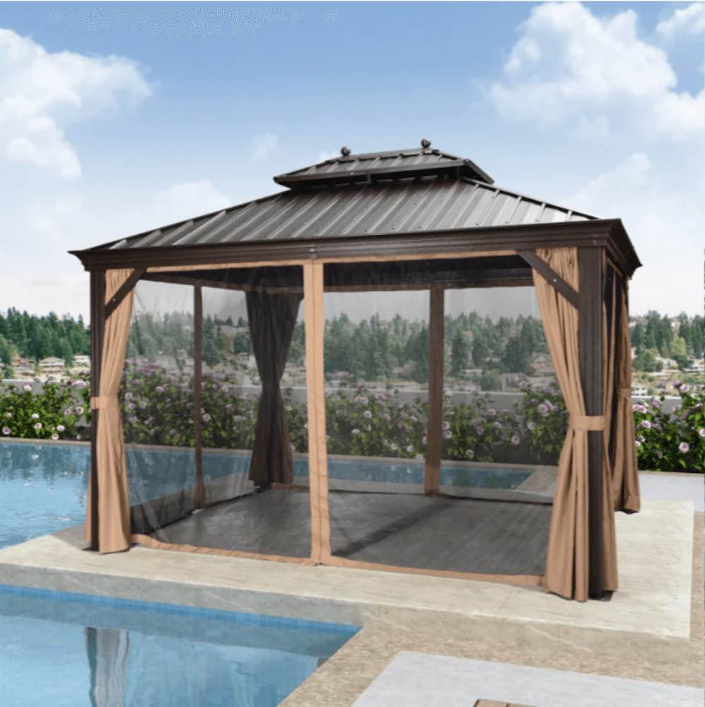 *incomplete*missing box 1*similar to stock photo*Outdoor Patio Gazebo, Hardtop Gazebo with Galvanized Steel Roof and Aluminum Frame