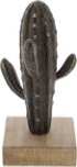 Iron cactus sculpture with wooden base 