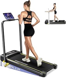 Foldable Treadmill with Incline, Walking Pad with Handle Bar 3 Level Incline, Portable Folding Treadmills for Home/Office 300 Lbs Capacity, Quiet Desk Treadmill with Remote Control & APP