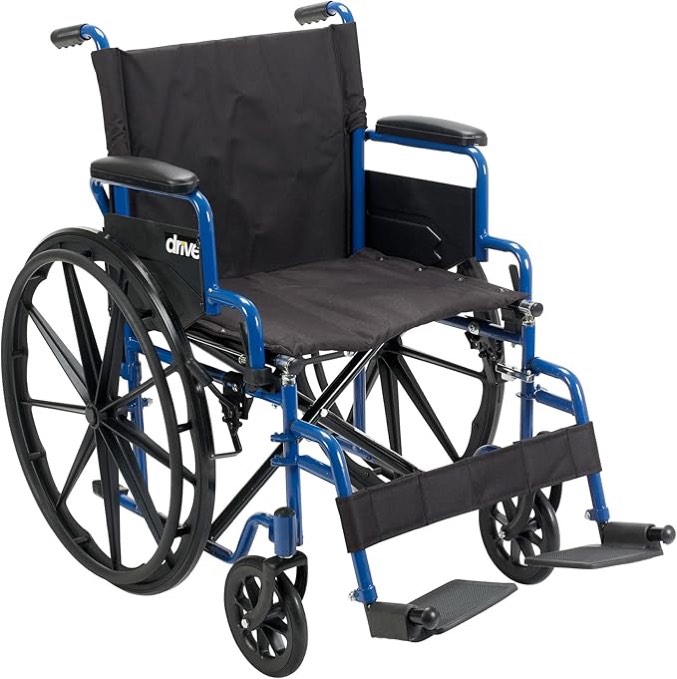Drive Medical Blue Streak Ultra-Lightweight Wheelchair With Flip-Backs Arms & Swing-Away Footrests