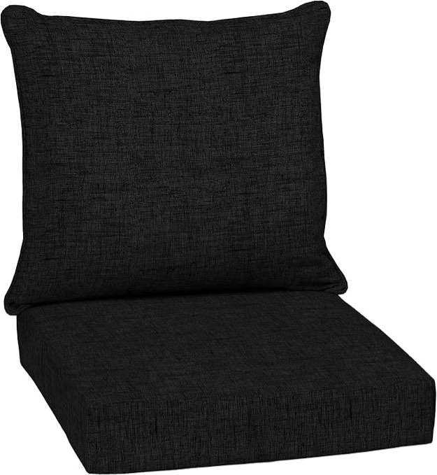 Arden Selections Outdoor Deep Seat Set, 24 x 24, Rain-Proof, Fade Resistant, Deep Seat Bottom and Back Cushion 24 x 24, Black Leala