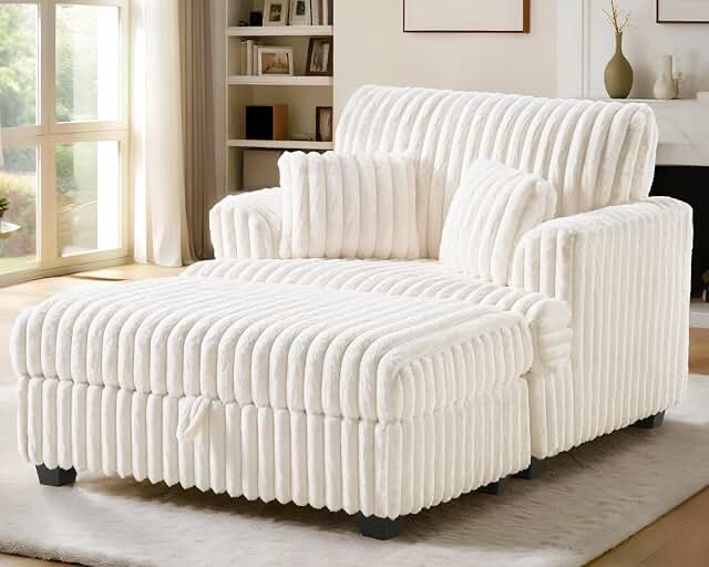 Modern plush chaise lounge white box 1