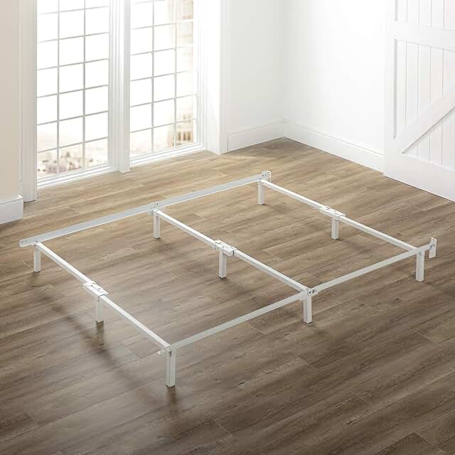 Antique white finish metal queen rails & slats kit 