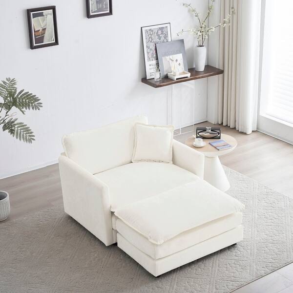 incomplete, corner piece to a white couch (similar to stock)
