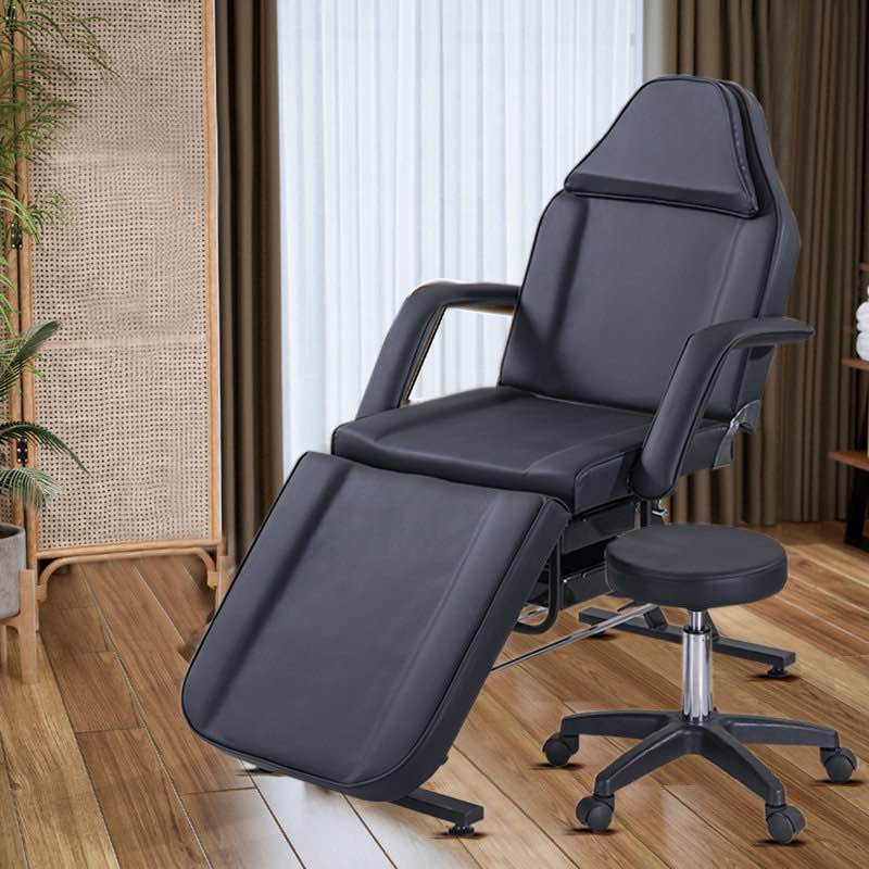 Vegan Leather Tattoo Spa Facial Salon Recliner Adjustable Chair Set With 2 Trays