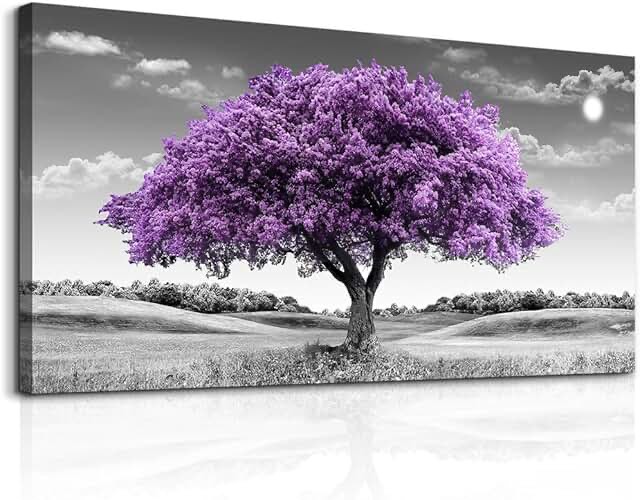 Canvas Abstract Artwork for Wall Decor purple tree Print Size:24x48inch 48L" x 24W" 