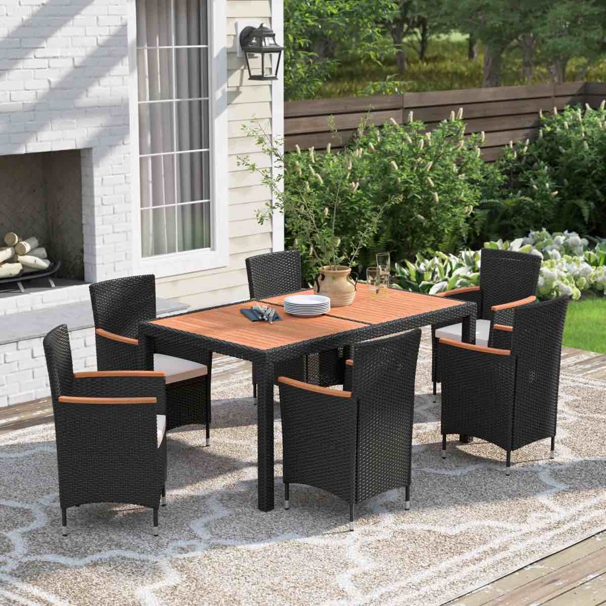 *MISSING PARTS* Callan Rectangular 6 - Person 59.05" Long Dining Set with Cushions