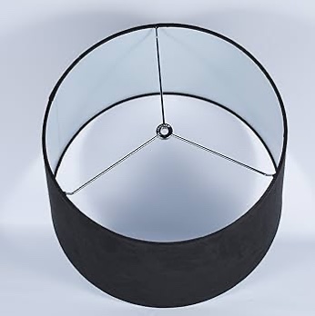 Urbanest French Drum Suede Lampshade, 10-inch by 12-inch by 8.5-inch, Spider Fitter, Black