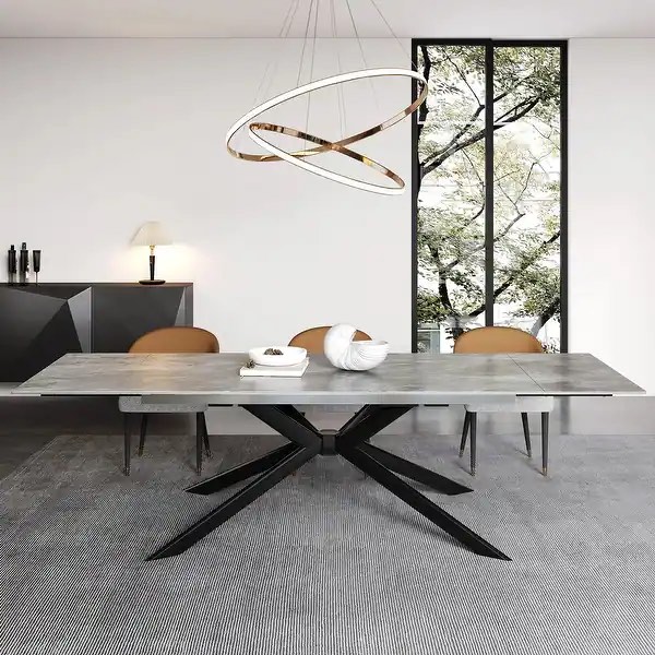 no base - 110.24'' Extendable Rectangular Sintered Stone Dining Table - 78.74" to 110.24"