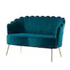 Yeran Velvet 50.2 in. Teal 2-Seats Loveseat with Flower Shaped Back Design