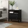 Juiien Traditional Farmhouse Solid Wood 2-Drawers Storage Nightstand with Charging Station and Adjustable Legs-Black