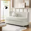 Steven Ivory 63 in. W Modern Polyester Upholstered 2-Seat Loveseats