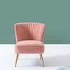 Monica Modern Pink Velvet Comfy Living Room Side Chair with Golden Metal Legs