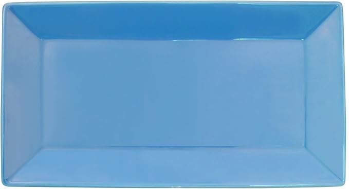 CAC China KC-14-PCK Color Arts Stoneware Rectangular Platter, 13" x 7-1/4", Peacock, Box of 13