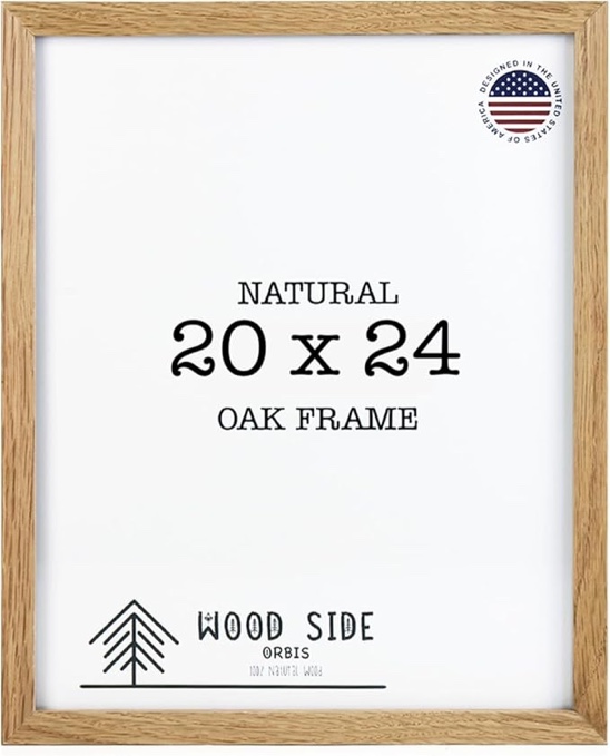 Oak Wood Picture Frames 20x24 - Natural Light Solid Wood Poster Art Photo Frame Wall Mount