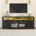 70" Farmhouse TV Stand, Modern Media TV Console Table With Timeless Barn Doors & Storage Cabinets
