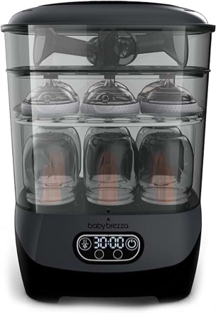 Baby Brezza Baby Bottle Sterilizer + Dryer Advanced  Electric Steam Sterilization Machine  Universal Sterilizing of All Bottles: Plastic, Glass, Pacifiers + Breast Pump Parts- HEPA Filter, Charcoal