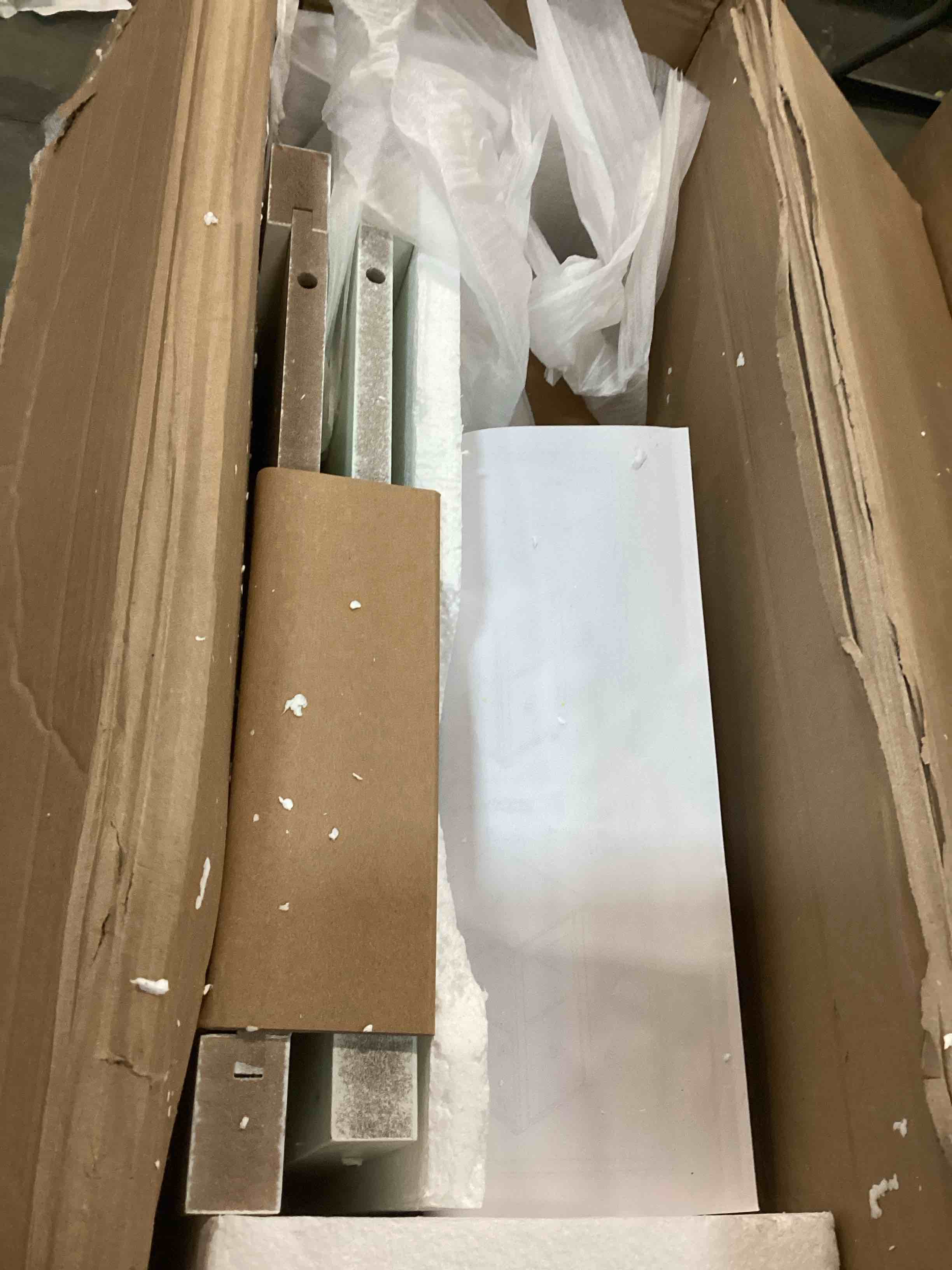 Condition photo showing As Is for Shintenchi Kitchen Island Cart with Storage,Rolling Side Table on Wheels with Worktop,Single Door Cabinet and Drawer for Dinning Room, White