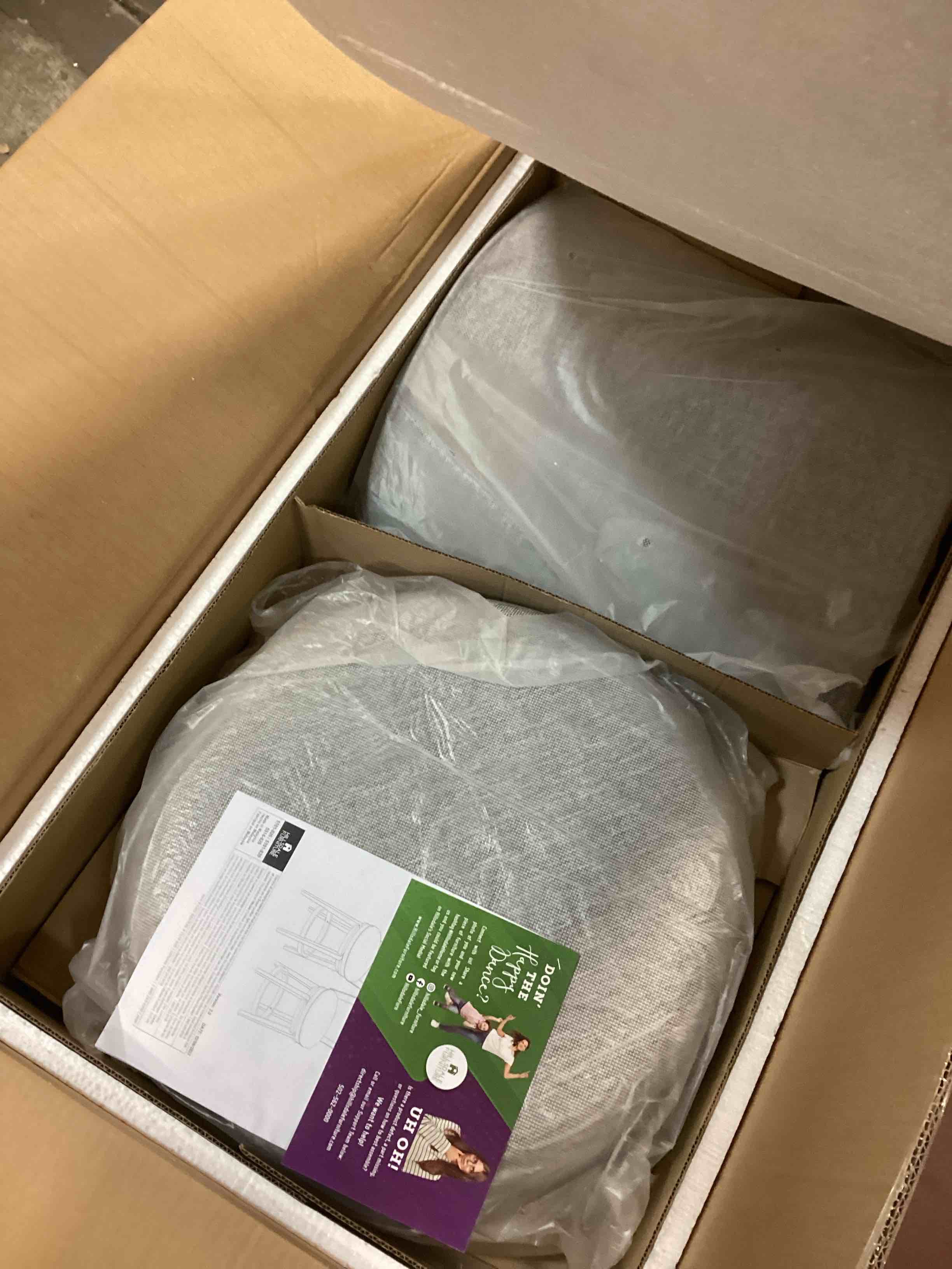 Condition photo showing Good Condition for Hillsdale, Victoria Wood Counter Height Swivel Stool, Antique Gray