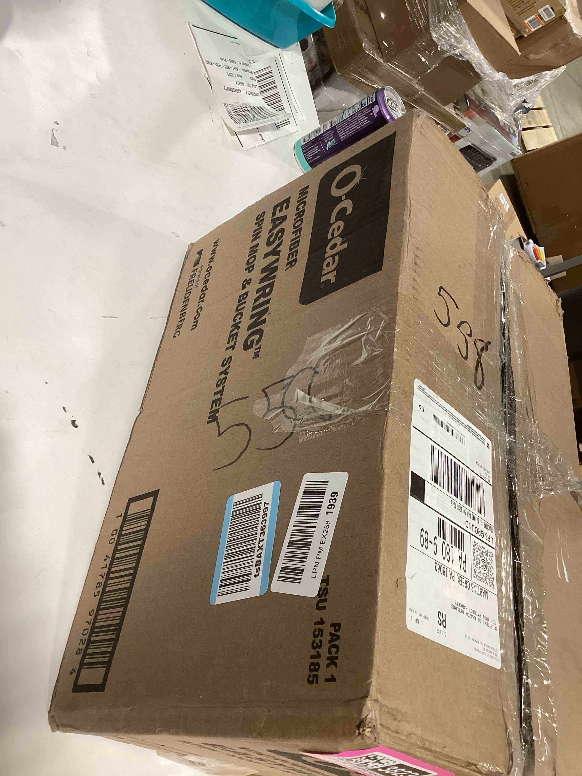 O-Cedar EasyWring Microfiber Spin Mop, Bucket Floor Cleaning System, Red, Gray, Standard