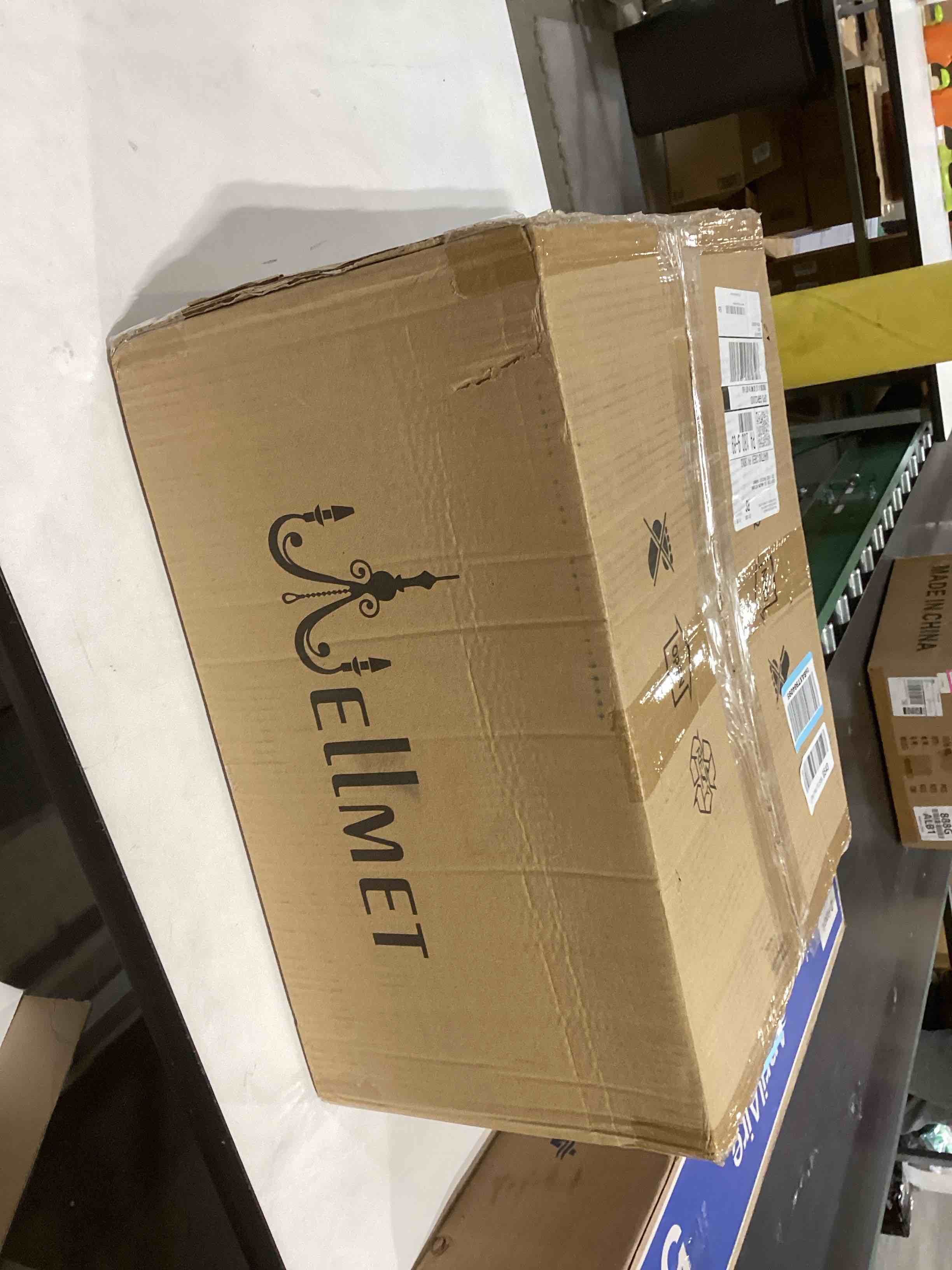 Wellmet Gold Floor Lamp for Living Room Corner, 6 Lights Farmhouse Standing Lamp, Tall Crystal Floor