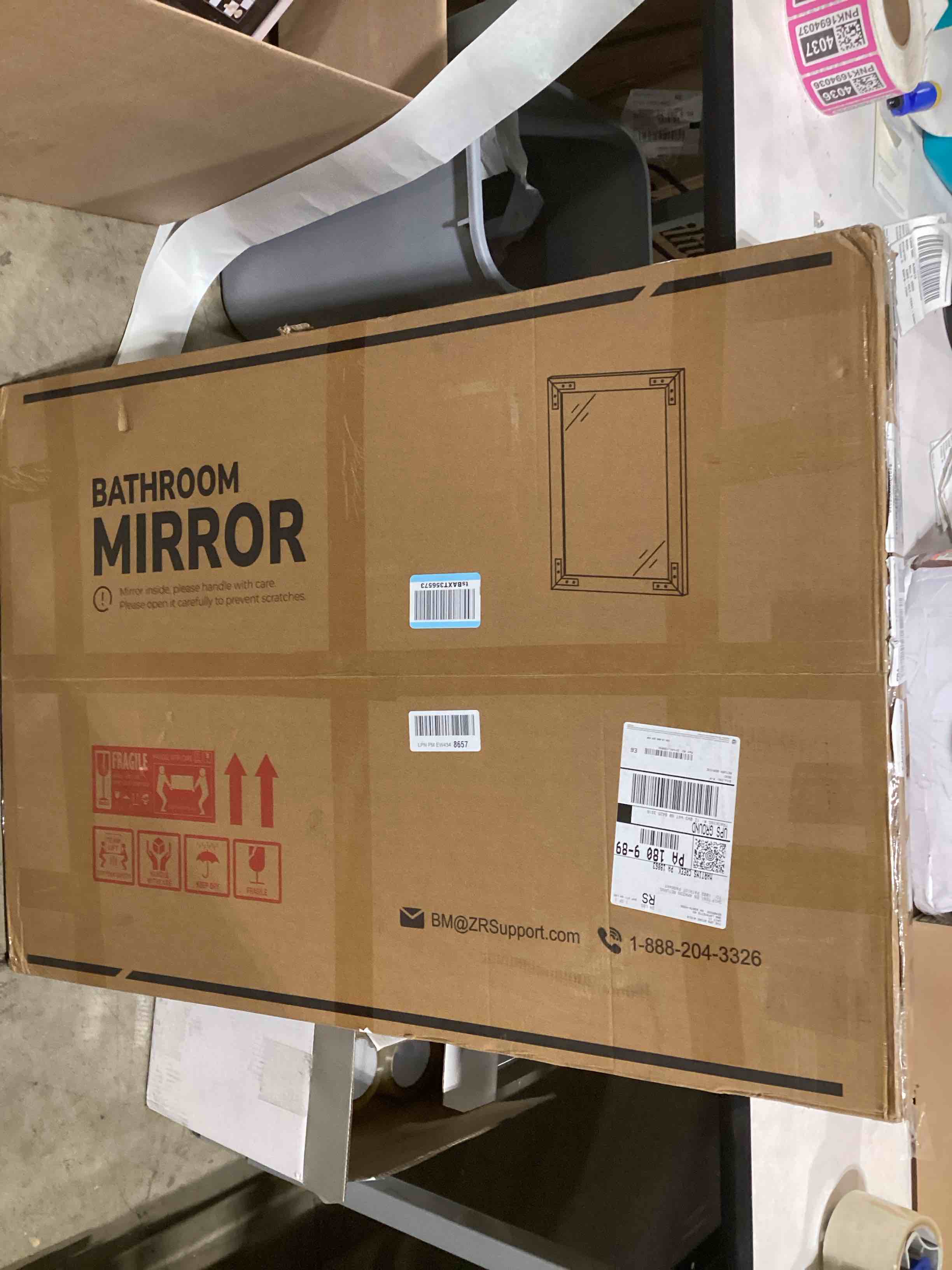 TETOTE 24 x 36 Walnut Wood Framed Mirror for Bathroom Wall/Bedroom/Living Room/Entryway Farmhouse Ru