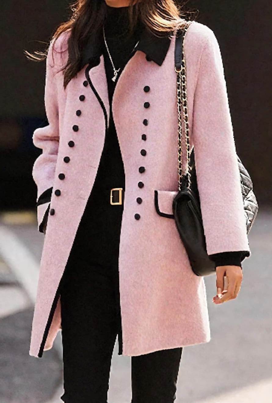 Large -Womens Pink Mid Long Coat