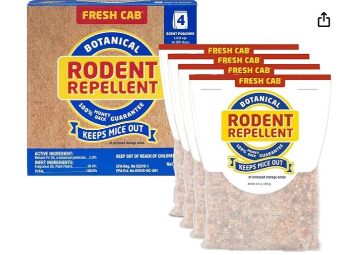 Best by 07-2027);Fresh Cab Rodent Repellent - Botanical Pest Control for Indoor Use - Safe for Kids & Pets When Used As Directed - Made with Plant Fibers, Balsam Fir Essential Oil & Fragrance - 4-Pack