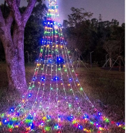 PUHONG Christmas Decorations Star Lights, 320 LED Christmas Tree Lights Outdoor,16.4Ft String Lights Memory Modes with Lighted Star for Xmas New Year (Iron-Multicolor) 53x23x25cm 