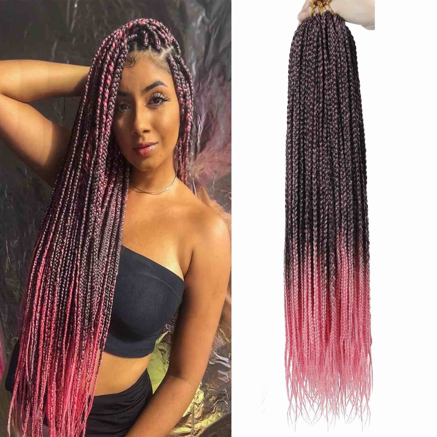 6 Packs Box Braids Crochet Hair Crochet Box Braids Pre-looped Synthetic Hair Crotchet Box Braids Hair 22 Inch (1B, 22inch) … 1B 22 Inch (Pack of 1)