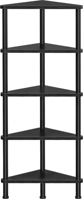 Homedawn Corner Shelf, Corner Bookcase, Industrial 5-Tier Corner Shelf Stand Display Rack,Wall Corner Bookshelf, Living Room, Home Office, Kitchen(Black)