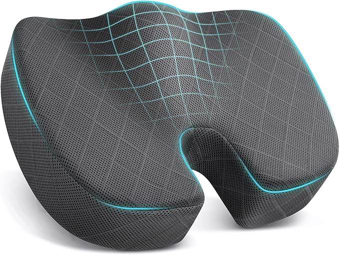 Younggetic Seat Cushion for Office Chair, Thick Memory Foam Cushions for Pressure Relief, Butt Pillow for Car Seat Cushion, Non-Slip Sciatica & Back Coccyx Pain Relief Cushion for Long Sitting, Grey