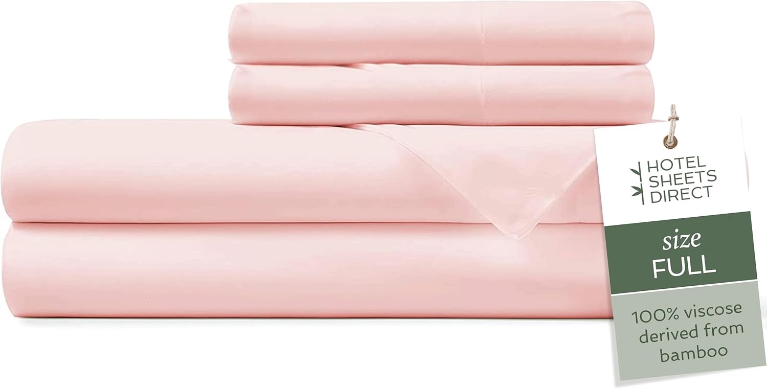 Hotel Sheets Direct Sheets - Full Size Sheet and Pillowcase Set - Cooling, 4-Piece Bedding Sets - Rose Pink