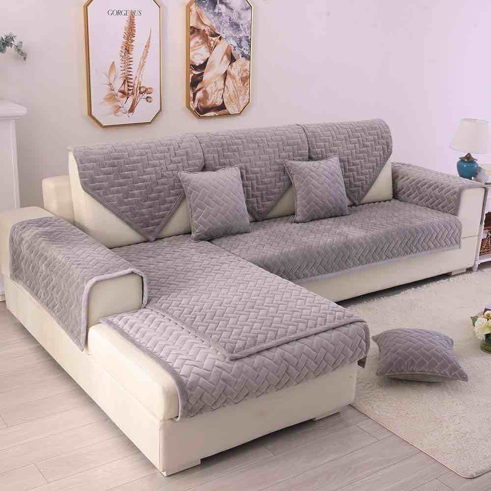 TEWENE Sofa Cover Sectional Couch Covers Anti-Slip Sofa Slipcover for Dogs Cats Pet Love Seat Recliner Living Room Light Grey 36''x94''(Only 1 Piece/Not All Set)