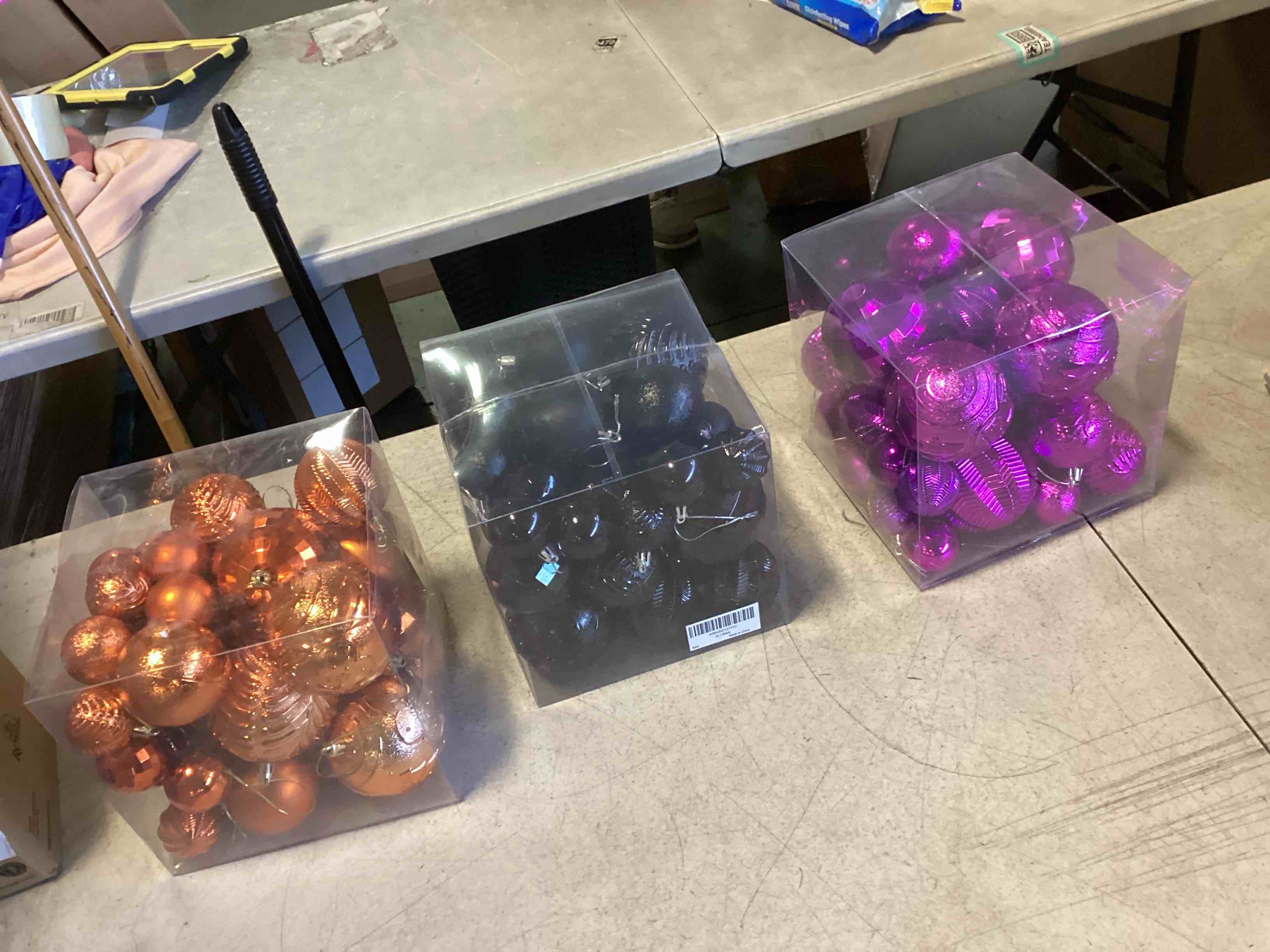 christmas balls plastic de different  colors of 3