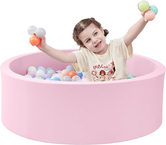 ball pit for toddlers,foam ball pits, indoor soft round baby playpen for children, ideal gift for toddlers, pink, (balls not included)