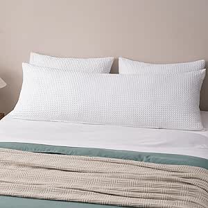 phf ultra soft waffle weave body pillowcase with zipper, no insert, 1pack 20" x 54" pillow sham, breathable & skin-friendly body pillow case, stylish decorative bed pillow cover, coconut white