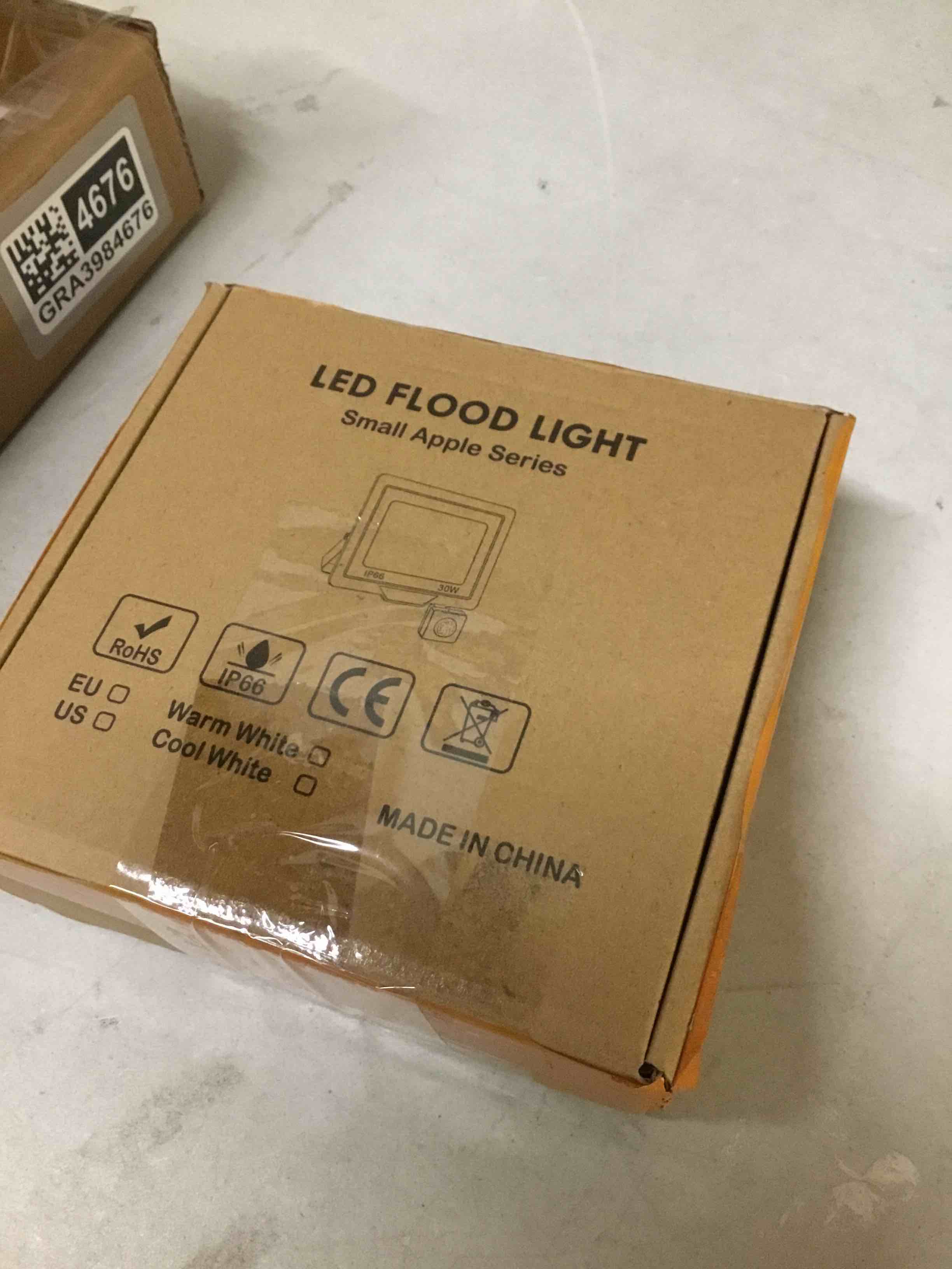 Condition photo showing As Is for ( incomplete missing light ) willpower 2pcs led floodlight 30w 3000lm led security lights outdoor with motion sensor led work light ip66 waterproof pir lights warm white 4000k wall light for garden garage court patio lawn 30w 4000k warm white