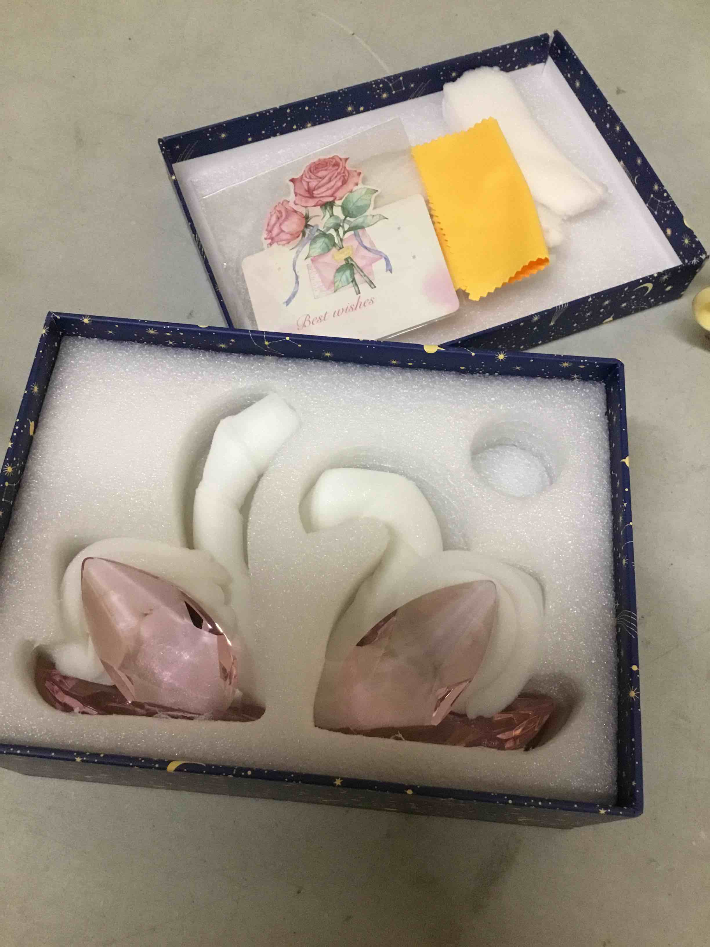 Condition photo showing As Is for (incomplete) ywhl 15th anniversary crystal swan gifts for couple, 15 year wedding anniversary for her him, swan figurine with pink diamond, valentines day present romantic birthday gift for wife husband (pink) 15th anniversary gift